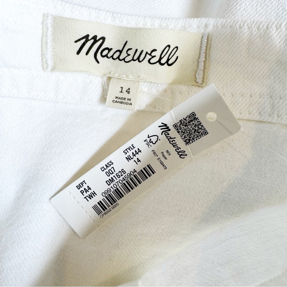 NWT Madewell Denim Square Neck Sleeveless Mini Dress in Tile White Size 14 - Picture 8 of 13